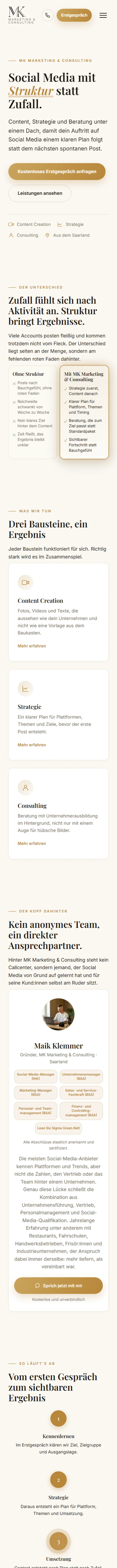 Website von MK Marketing und Consulting am Handy