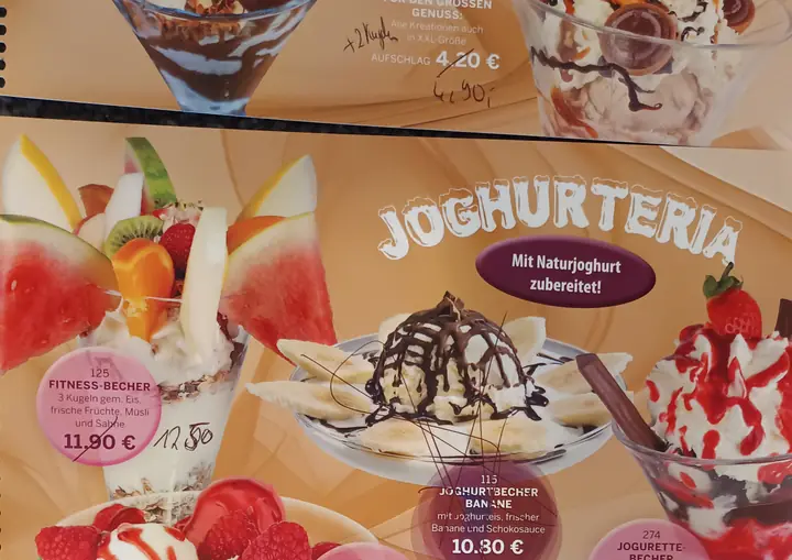 Alte Karte, Seite Joghurteria