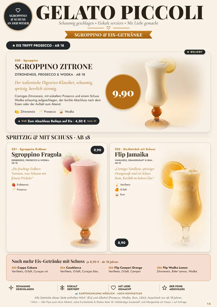Seite Sgroppino eisgetraenke mit schuss
