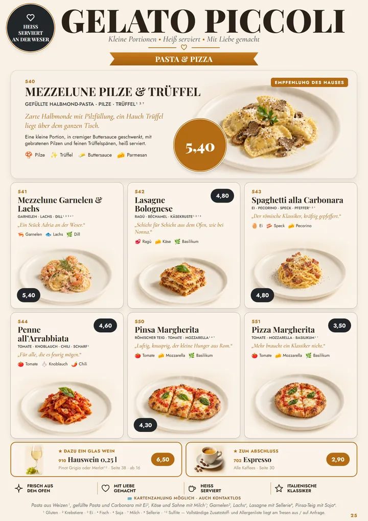 Seite Pasta und Pizza