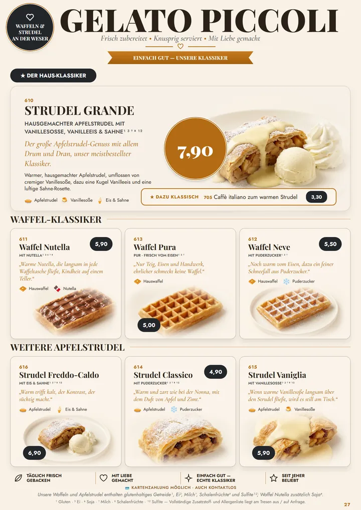 Seite Waffeln strudel